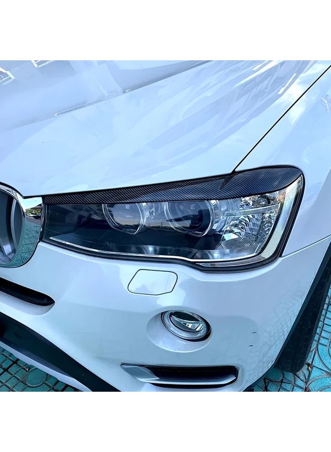 مظهر الكربون الأسود اللامع حاجب المصباح جفن العين من مادة ABS لسيارات BMW X3 X4 F25 F26 - Image 3